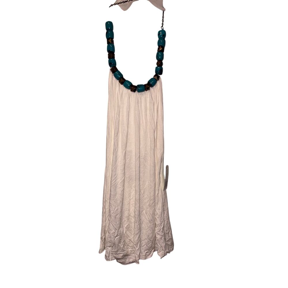 Forever 21 Beige Beaded Necklace Y2K Halter Top Size Medium